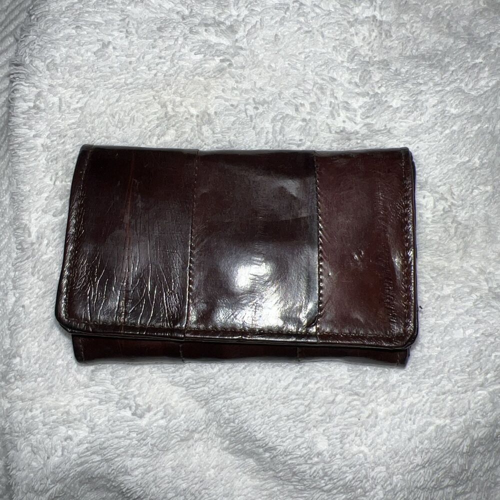 Lee Sands Eel Skin Vtg Brown Coin/Key Holder/Wallet